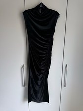 Anthropologie Black 'Maya' Velvet Ruched Midi Dress Size XS - Draped, Bodycon