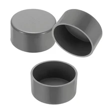 3 Pack 3.5" Diameter PVC Pipe End Cover Cap Fittings for Furniture Garden, Grey
