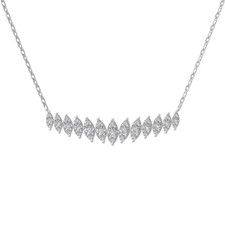 14k White Gold 1Ct Lab Grown Diamond Bar Pendant Necklace 18" Silver Cable Chain