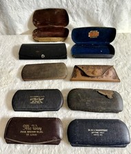 Set of 9 Antique 1890 To 1940  s Glass Cases For Eyeglasses, St. Louis