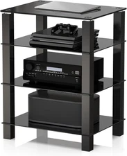 4-Tier Media Stand Audio/Video Component Cabinet with Glass Shelf For/Apple Tv/X