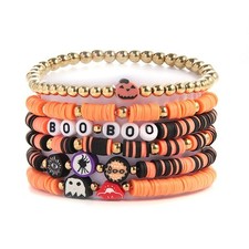 Halloween Bracelets for Women Surfer Heishi Bracelets Set Colorful Clay Beads Br
