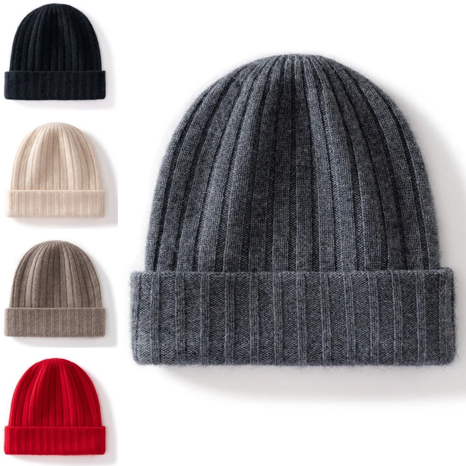 Unisex 100% Cachemira Sombrero Grueso Sin Costuras Tejido Gorro Protección Oreja Sombrero Gorra∂ Foto 4 de 4