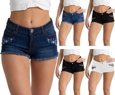 Women's High Rise Denim Jean Shorts Regular Fit 3" Heavyweight Sexy Shorts