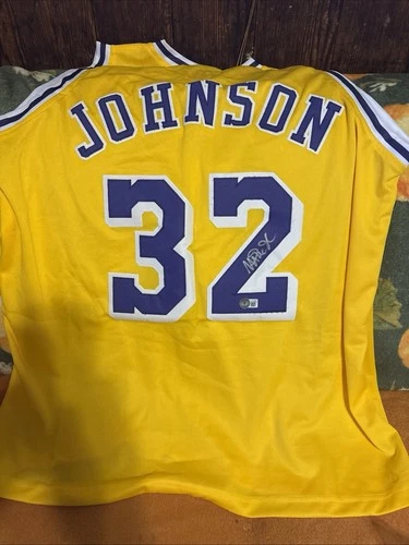 Magic Johnson Autographed Los Angeles Custom Yellow Basketball Jersey - BAS