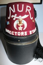 Vintage jeweled Freemason Shriner FEZ hat Nur Directors Staff w/ case ORNATE