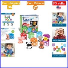 Peekaboo Learning Farm Toddler Toys with 5 Animal Finger Puppets, 2-Piece Barns