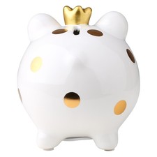 Tooarts Crown Piggy Bank Ceramic Piggy Bank Cartoon Spotted Pig Home Furnishings