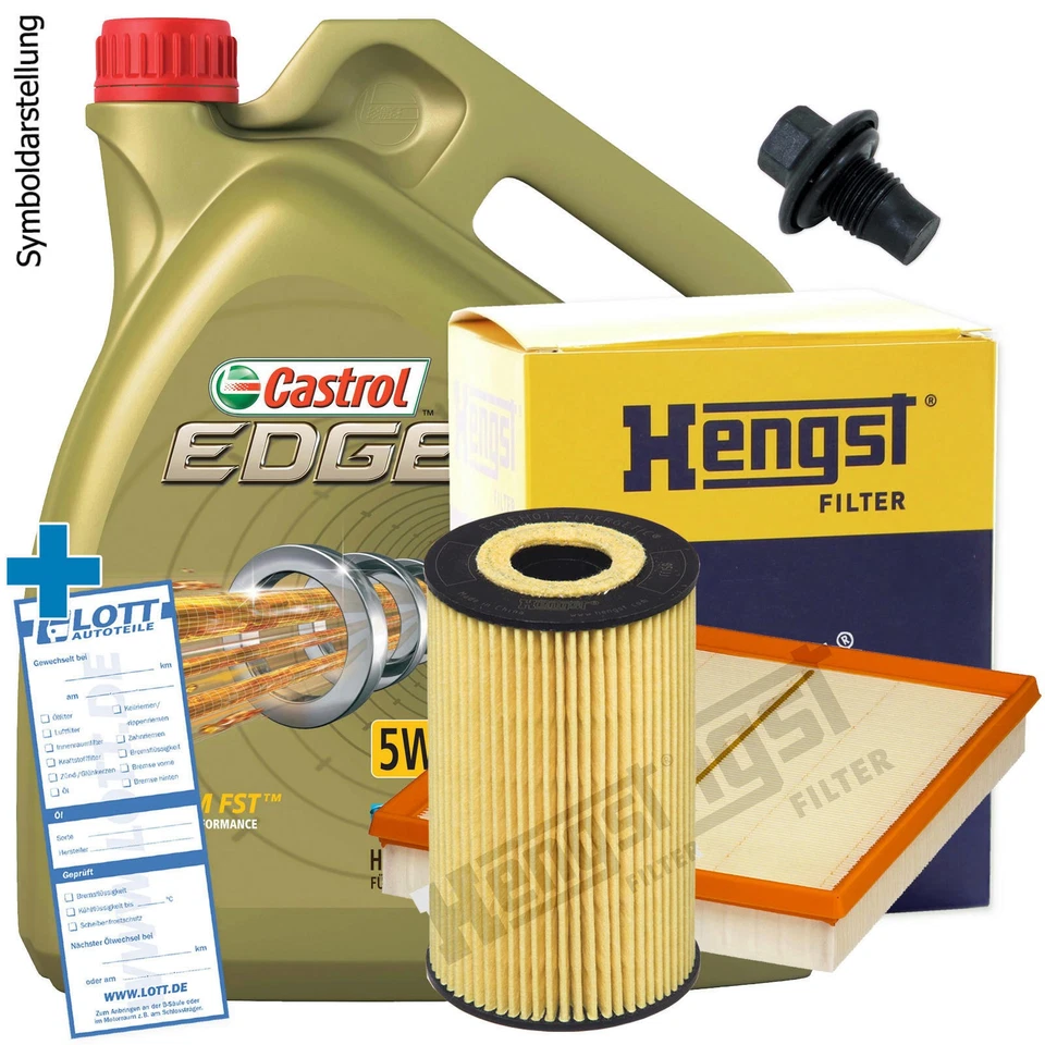 Hengst Filterpaket Set + 5L Castrol 5W-30 Motoröl für Opel Astra G H Zafira B
