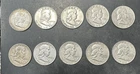 Lot of 10 Mixed Dates Old U.S. Franklin Half Dollar 90% Silver Coins Loc#A39