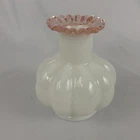 Vtg 1940’s Fenton White Milk Glass Peach Crest Melon Vase 3.75”