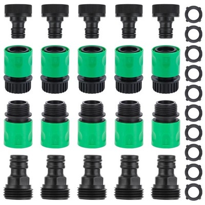 20 Pieces plastic water hose quick connect 3/4 inch, Black and Green 