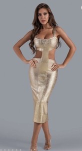 gold dress matching shoes Rent The OG Gold Bandage Maxi Dress