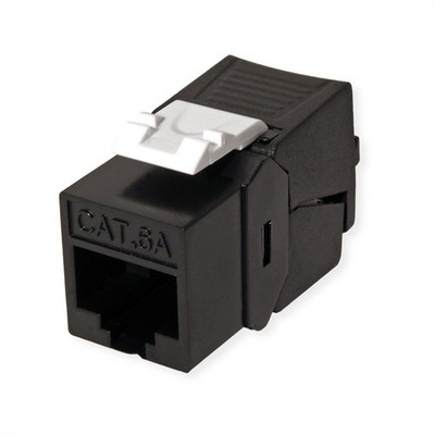 Cat.6 (Class EA) Keystone, ungeschirmt, werkzeuglos, SLIM, schwarz, EIA/TIA 568A