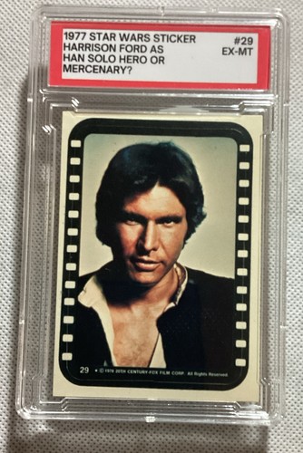 1977 Topps Star Wars Stickers #29 Han Solo...hero or mercenary? — PSA 6