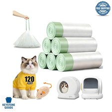 120 Pack Heavy Duty Drawstring Cat Litter Box Liners - Compatible with MW-SC0...