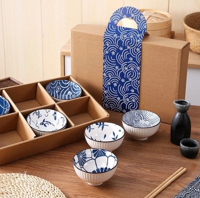 Japanischer chinesischer Stil Reisschalen Geschenkset 6 - UK Verkäufer