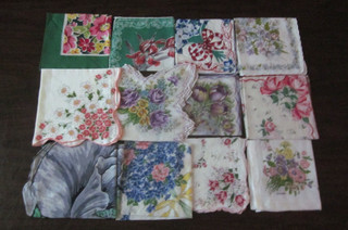 12 Vintage Floral Pattern Hankies Handkerchiefs