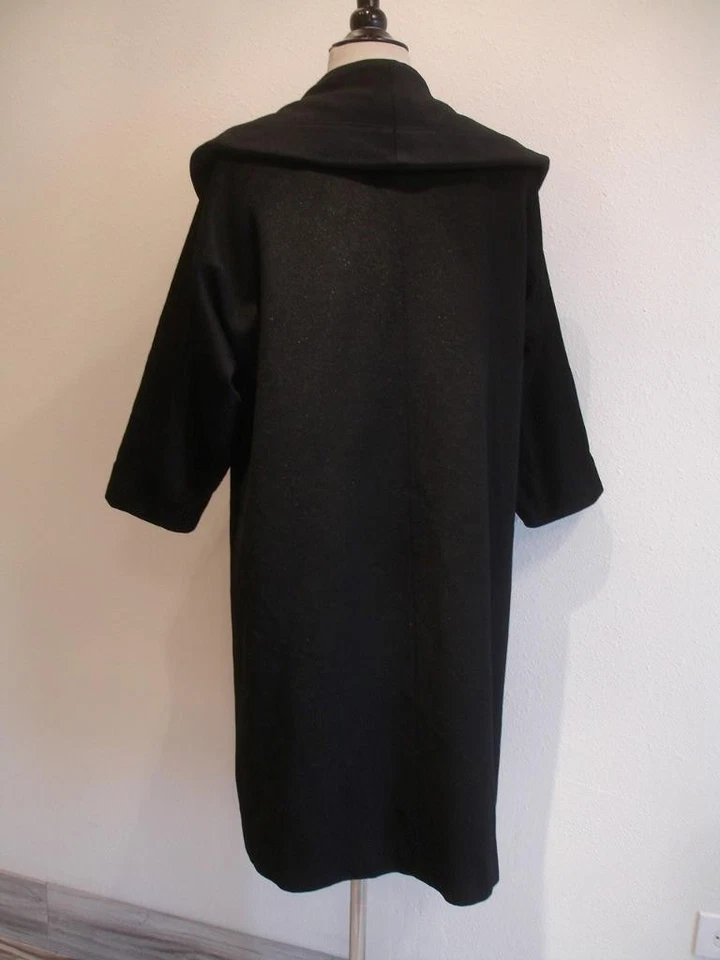 Abrigo Para Mujer L De Colección Años 50 Blin & Blin Negro Lana Francesa Visón Piel Chal Cuello Foto 4 de 4