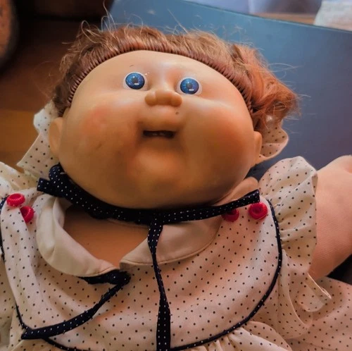 Baby Doll Red Curly Hair cabbage patch kids 1980 Rainbow Outfit Polka Dot Dressl
