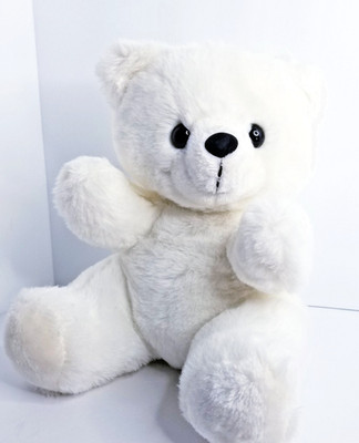 Vintage American Wego 10 Inch White Cuddle Bear Plush Black Nose Made in Korea