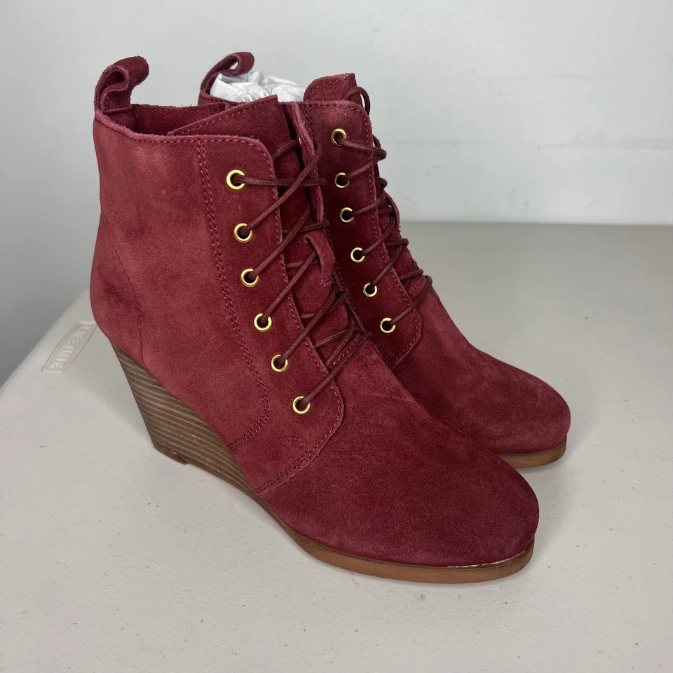 Botines de cuña con cordones de cuero borgoña Diba Blake 7,5 Foto 4 de 4