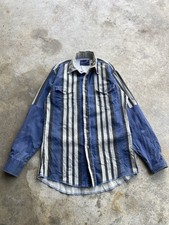RARE 80s 90s Wrangler Brushpopper Western Stripe Shirt Medium X Long Tails