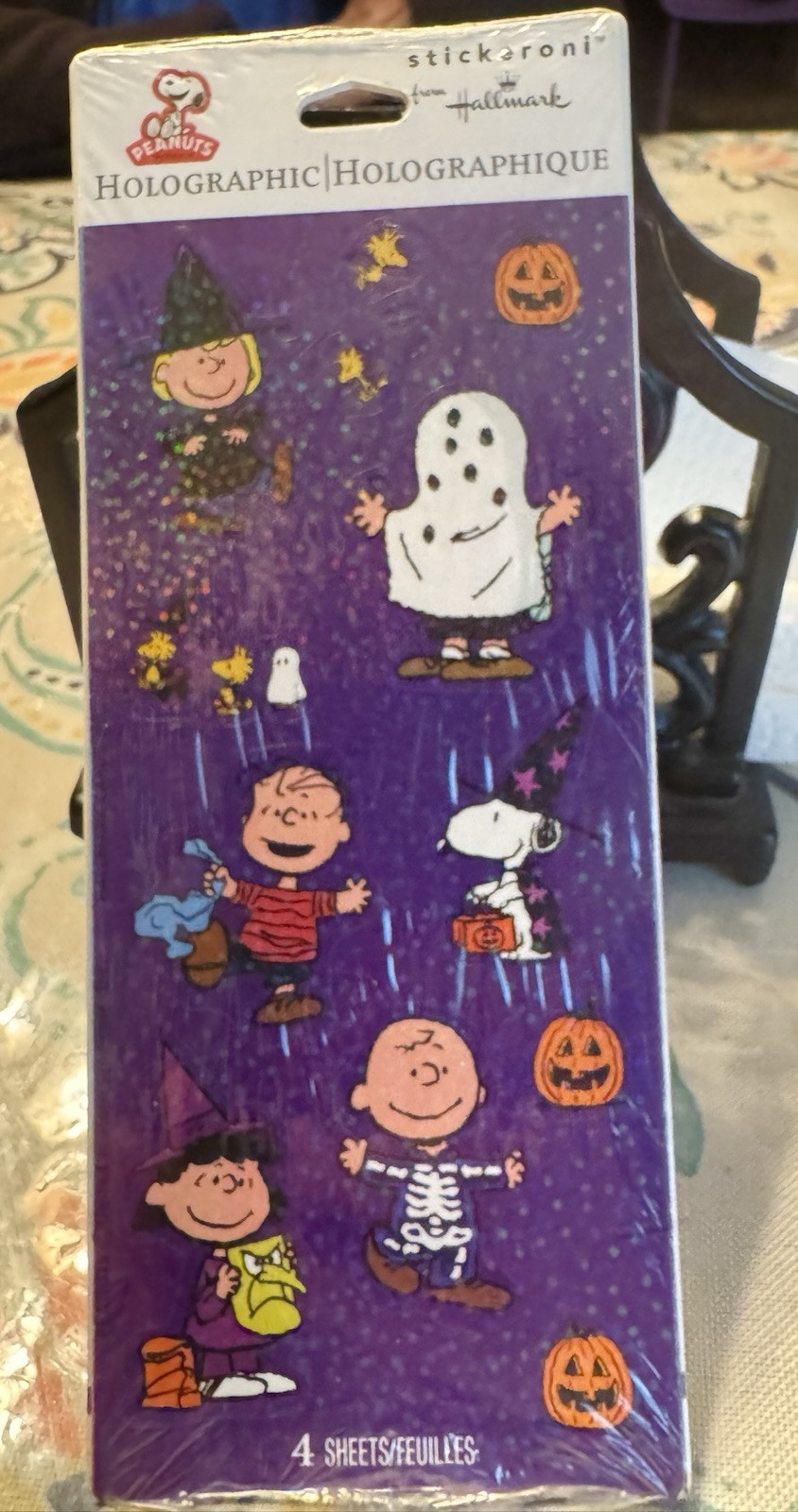 Peanuts Snoopy Lucy Charlie Stickers Halloween Hallmark Holographic 4 Sheets NEW