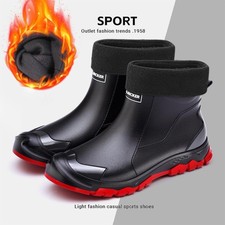 Mens Womens Wellington Boots Outdoor Garden Ankle Shoes with Fur Lined Wellies