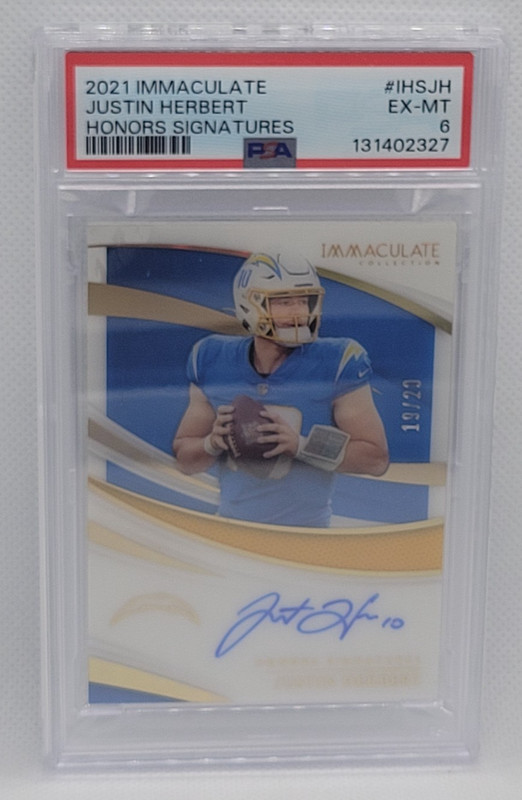 2021 Immaculate Justin Herbert Honors Signatures Auto #ed 19/20 PSA 6 Chargers