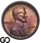 1923 Lincoln Cent Wheat Penny, Nice Color, Gem BU Rainbow Toning