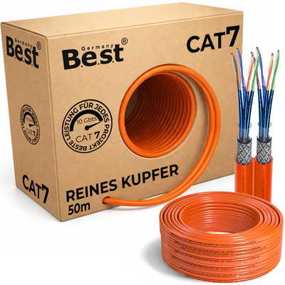CAT.7 Duplex Verlegekabel S/FTP LAN Kabel 50 250m 100% Kupfer Gigabit 1000MHz