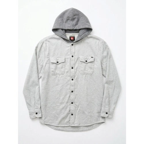 Quiksilver Men’s XL Hooded Flannel Shirt Jacket Heather Grey Shacket - product listing photo