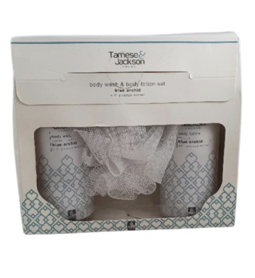 tamese & jackson Geschenkset Blue Orchid Bath Body Wash, Bodylotion, Polierer, 