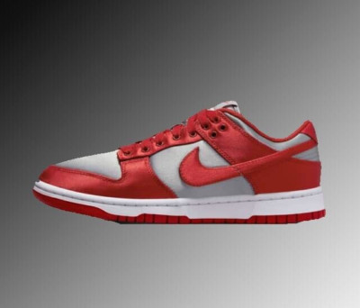 Nike Dunk Low Varsity Red Medium Grey UNLV Satin Womens Size 9W/7.5M
