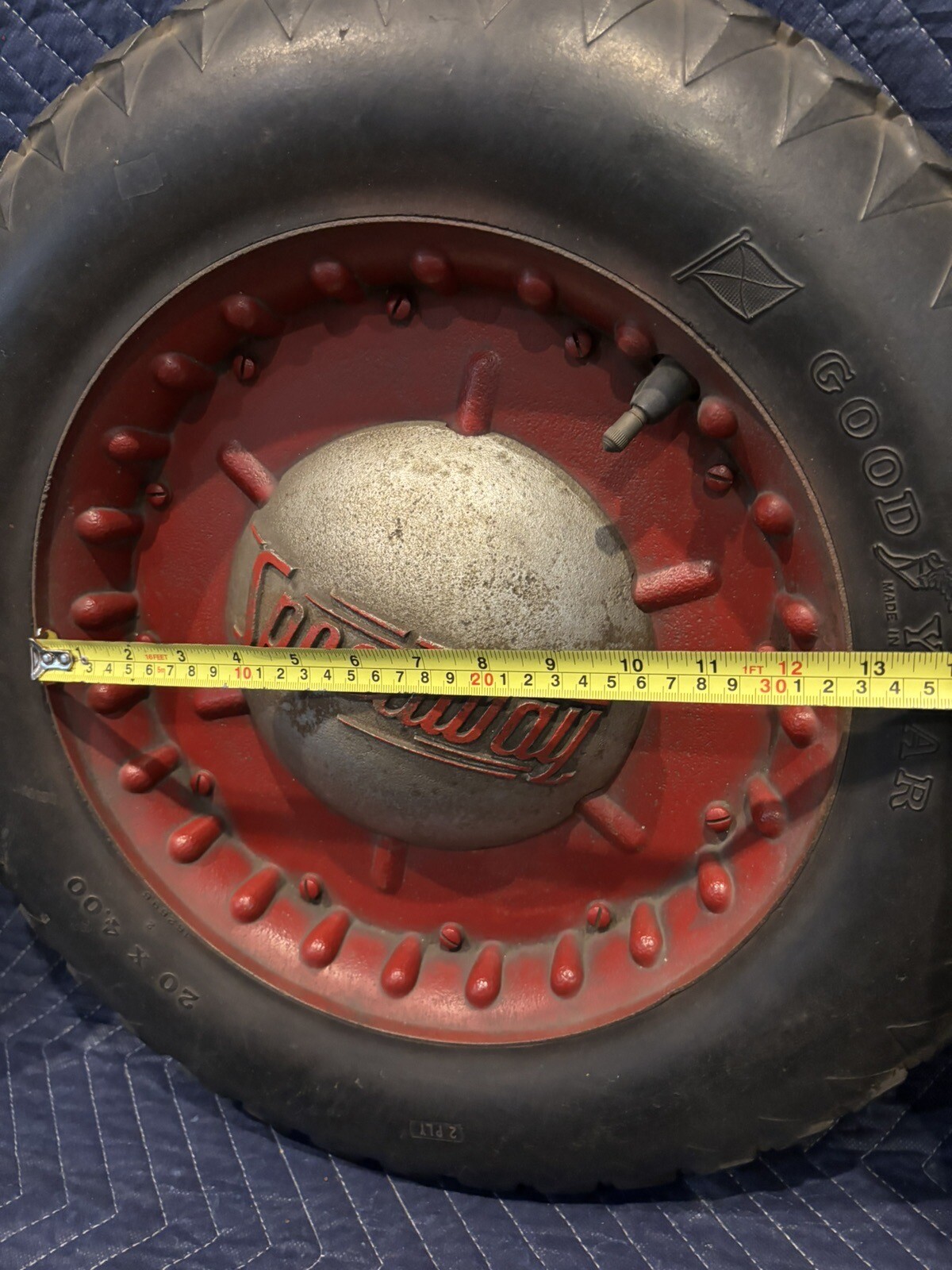 2 Rare Antique Vintage Speedway Car Wheel Cast Iron Hubcap Goodyear