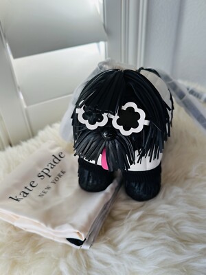 NWT AUTH $598 Kate Spade New York Shaggy Fringed 3d Dog