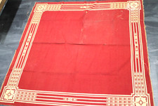  68" Square Antique Victorian Tablecloth Red Gold Floral Geometric Wall Hanging