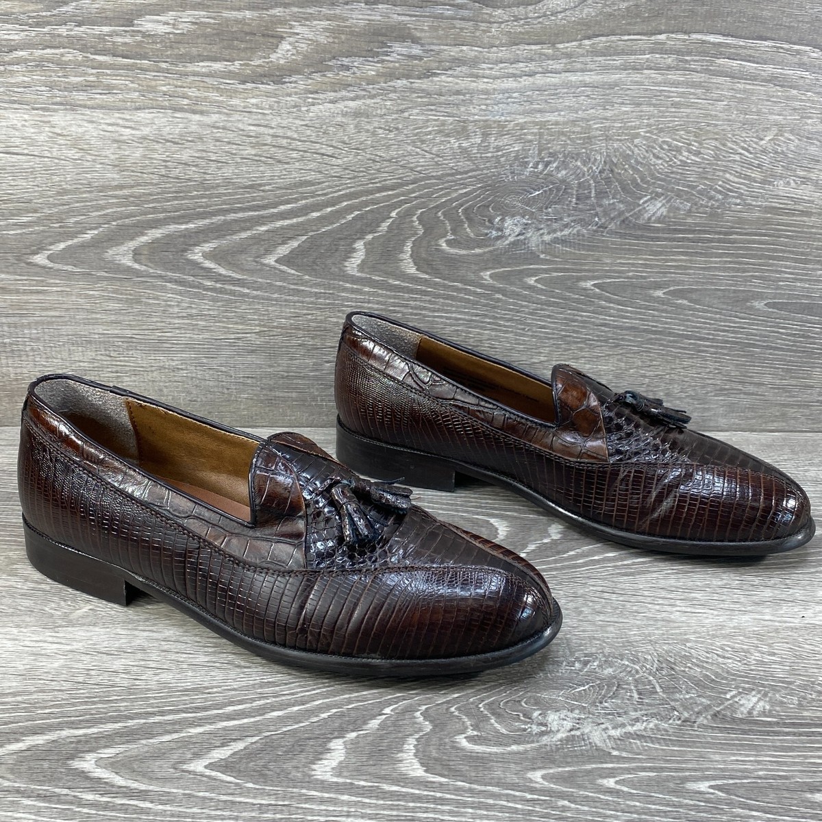 Stacy Adams Mens Tassel Loafers Genuine Snake Skin Leather  display picture 2