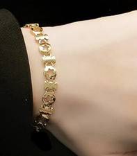 Women Gold Plated Titanium Stainless Steel Geometric Star Hand Bracelet 6.3-8.3"