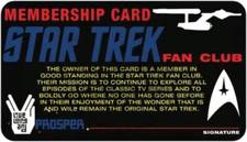 THE STAR TREK FAN CLUB MEMBERSHIP CARD