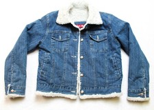 Y&f Button Down Sherpa Lined Blue Denim Jean Jacket Size Medium