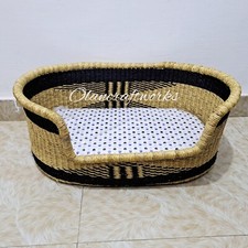 Dog Bed,Dog basket with 3 in pad,Dog Gift,Handmade Dog bed,African Basket