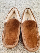 UGG Ascot Corduroy II 1125932-CHE Men 7 Chestnut Suede Moccasin Slippers