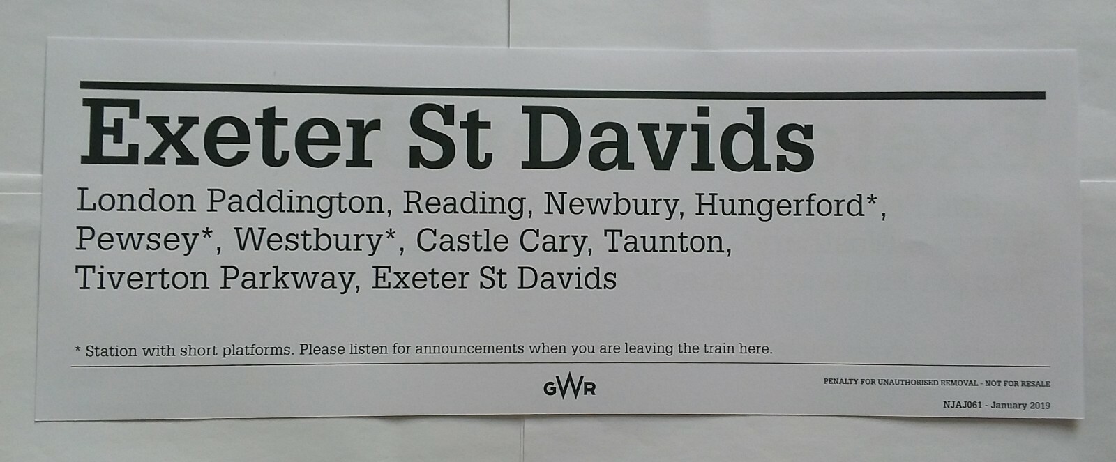GREAT WESTERN RAILWAY WINDOW LABEL GWR | Grelly UK