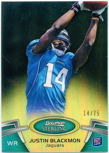 JUSTIN BLACKMON RC 2012 BOWMAN STERLING BLACK REFRACTOR ROOKIE SP 14/75 JERSEY #