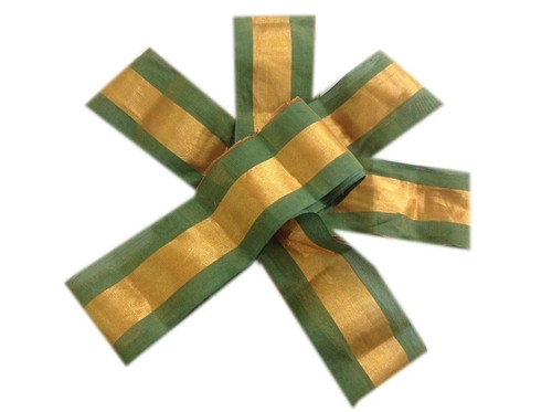 Om Vintage Saree Border Art Silk Gold n Green Ribbon Lace Trim 1 W' L240 - Picture 8 of 10