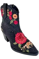 I.N.C Jersey Womens Embellished Cowboy Boot Black Microfiber 10017885700