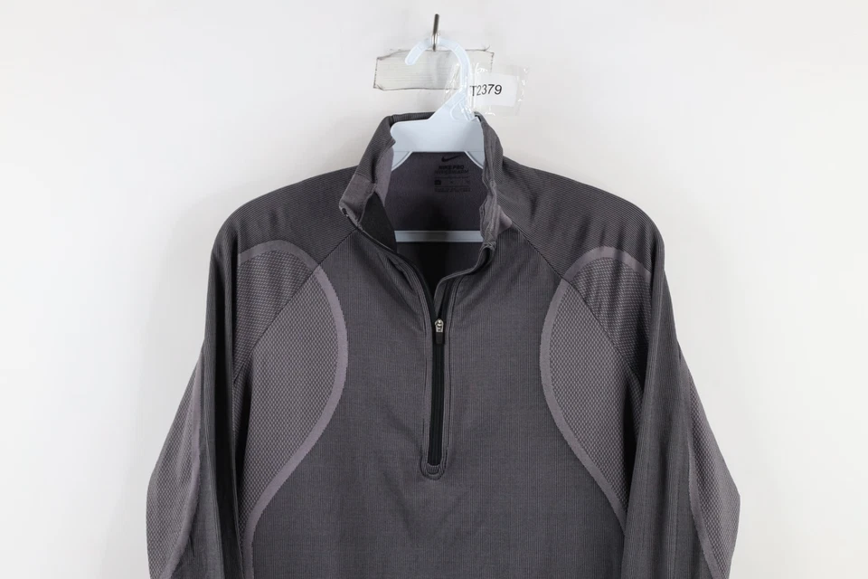 Nike Pro Mujer M Hipercálido Rayas Tejido Media Cremallera Pullover Suéter Compresión Foto 2 de 4