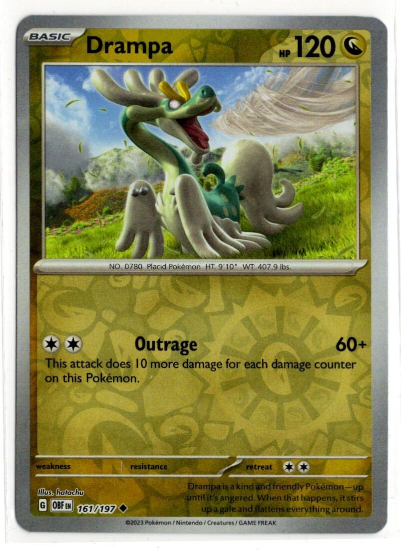 Pokemon Obsidian Flames Reverse Holo 161/197 Drampa